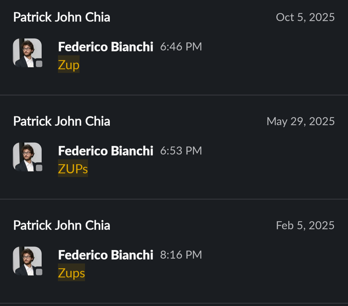 Chats about ZUPs
